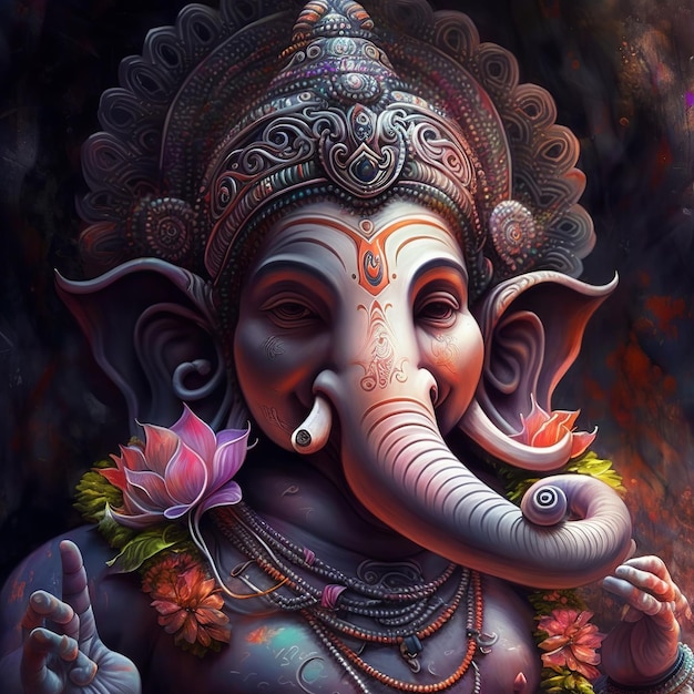 Illustration of lord Ganesha for ganesh chaturthi Generative ai