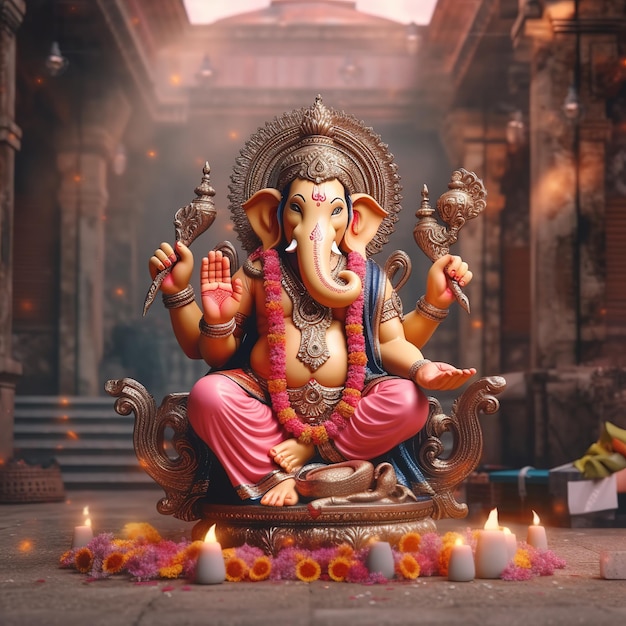 Иллюстрация лорда Ганеши для ganesh chaturthi Generative ai