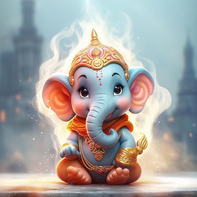 Illustration of Lord Ganesha for Ganesh Chaturthi with background Ai Generated