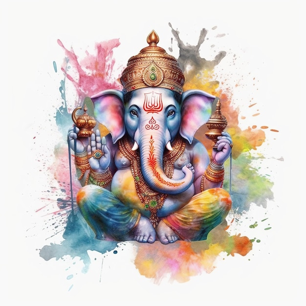 Photo illustration of lord ganesha for ganesh chaturthi with background ai generated