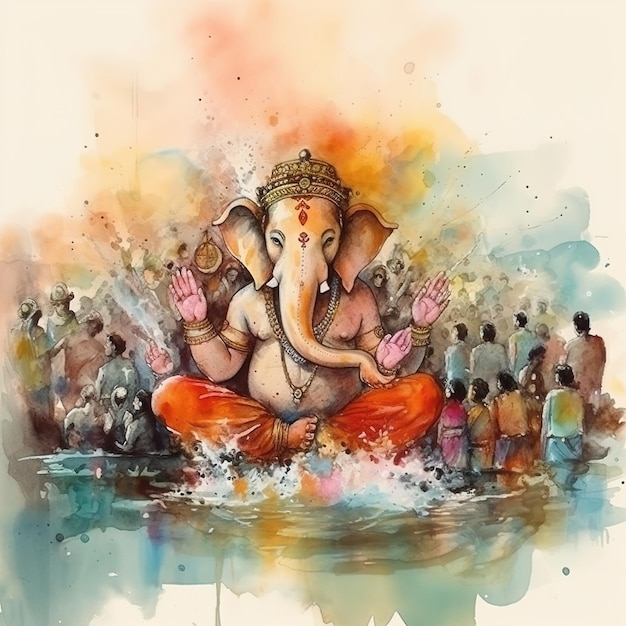 Illustration of Lord Ganpati background for Ganesh Chaturthi