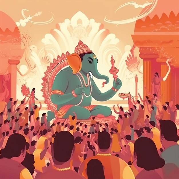 Illustration of Lord Ganpati background for Ganesh Chaturthi
