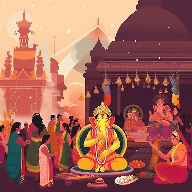 Photo illustration of lord ganpati background for ganesh chaturthi