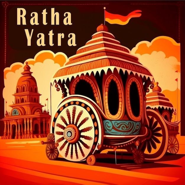 Photo illustration of lord jagannath balabhadra and subhadra on annual rathayatra ai generative