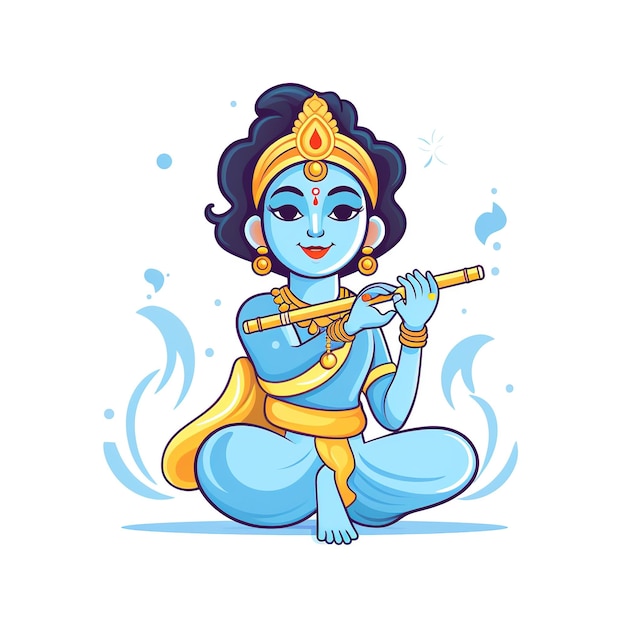 Illustration of Lord Krishna in Happy Janmashtami festival of India Generative Ai