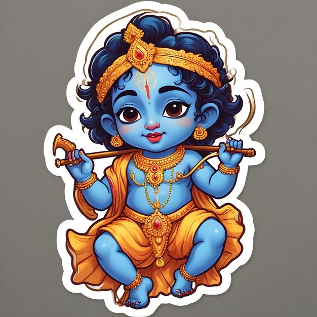 Photo illustration of lord little krishna sticker