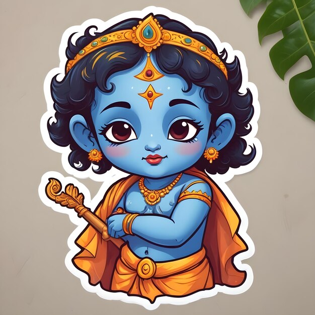 Photo illustration of lord little krishna sticker
