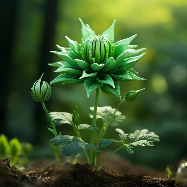 Illustration of love flower green color realistic impressive 8k uhd