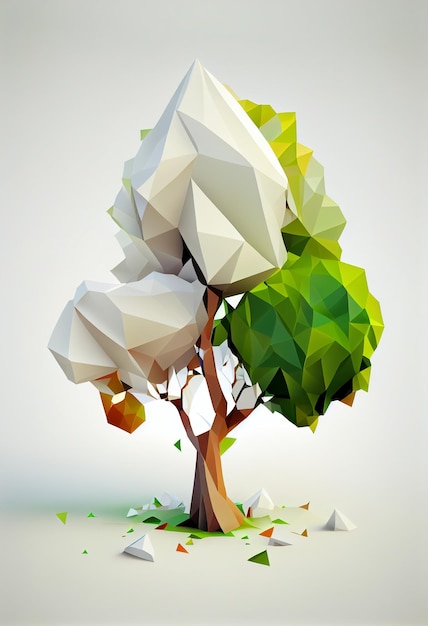 Illustration of low poly style of tree