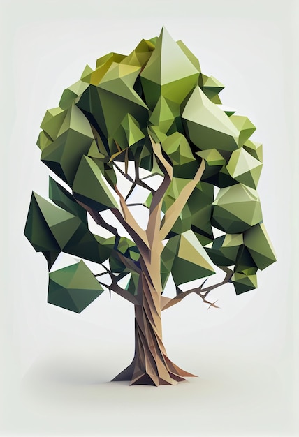 Illustration of low poly style of tree