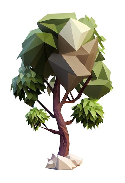 Illustration of low poly style of tree