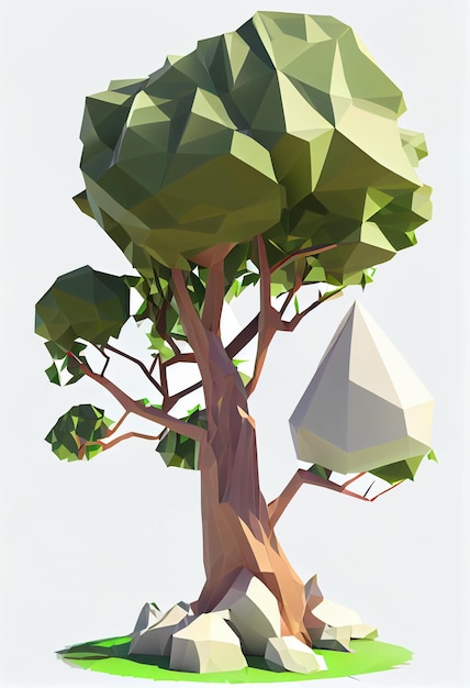 Illustration of low poly style of tree