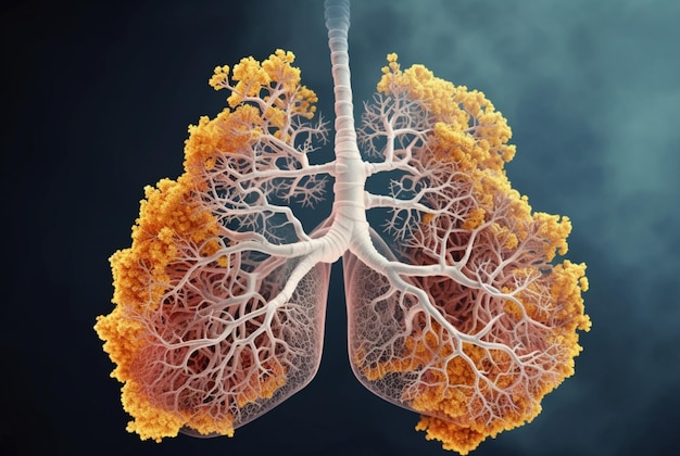 Photo illustration lung disease after smoking generative ai