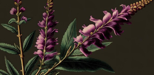 Photo illustration of lythrum salicaria or purple loosestrife from the field of medicinal botany 1836