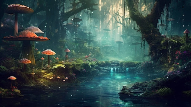 illustration a magical and misty forest