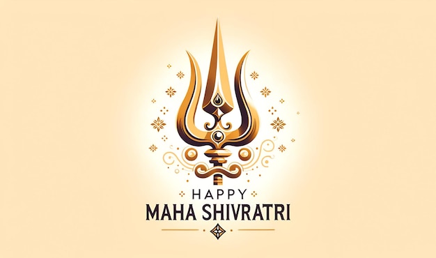 Photo illustration of maha shivratri card with golden trident