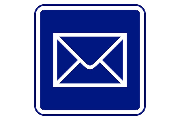 Foto illustrazione del simbolo della posta su sfondo blu