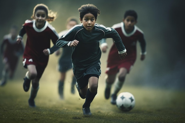 illustration of Male soccer player on soccer field during evening time