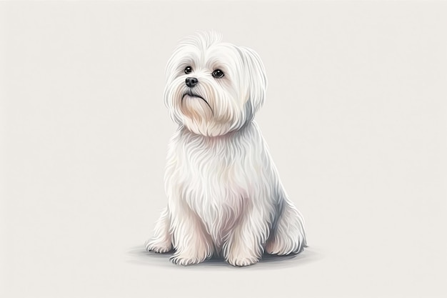 Illustration of a Maltese dog on a white backdrop