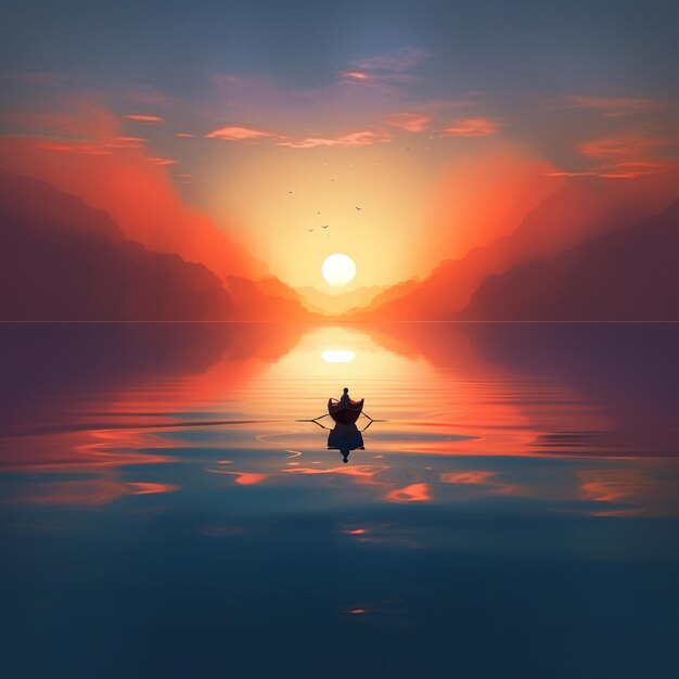 Photo illustration of a man in a boat on the waters