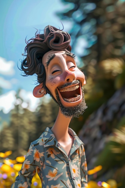 иллюстрация человека, наслаждающегося в джунглях