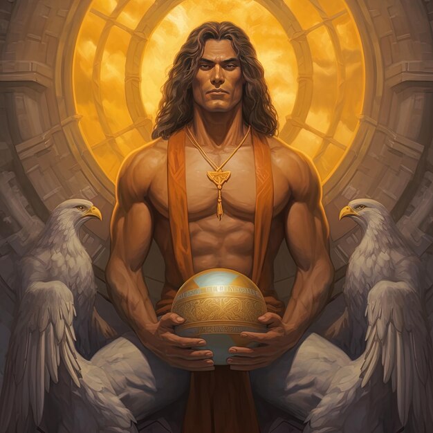 an illustration of a man holding a globe with the words god of god