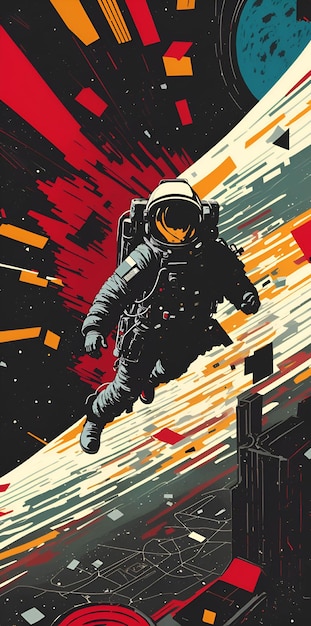 An illustration of a man in a space suit with the words spaceman on it.