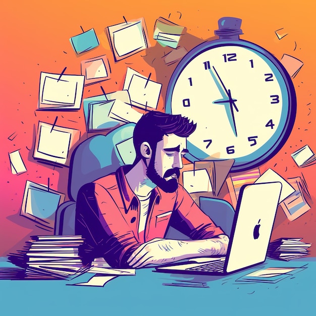 Foto illustrazione dell'uomo con lo stress sul lavoro