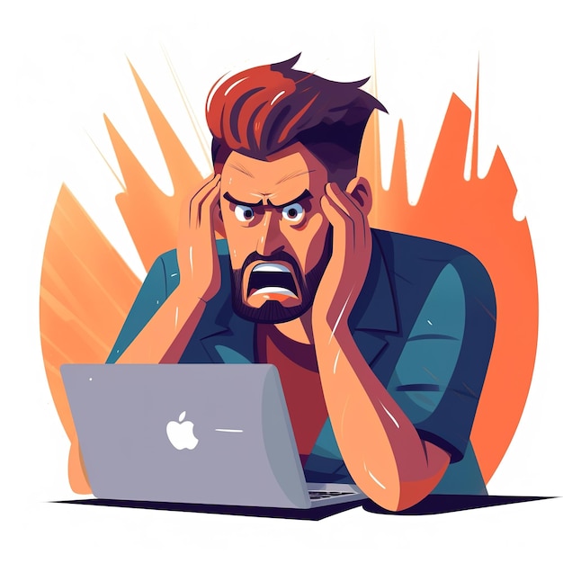 Photo illustration of man with stress at work