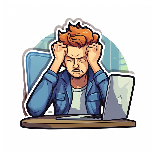 Illustration of man with stress at work