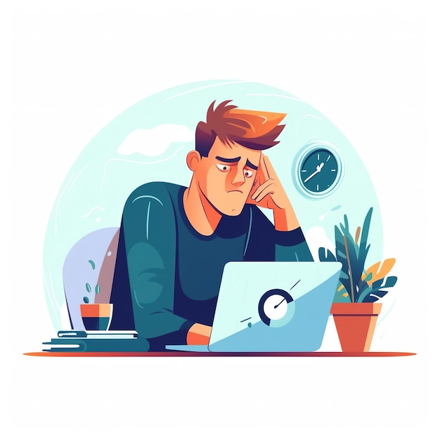 Illustration of man with stress at work