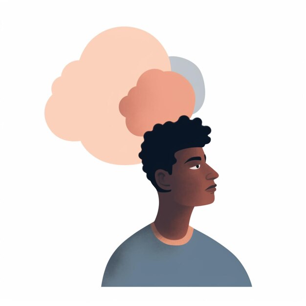 illustration of a man with a thought bubble on his head generative ai