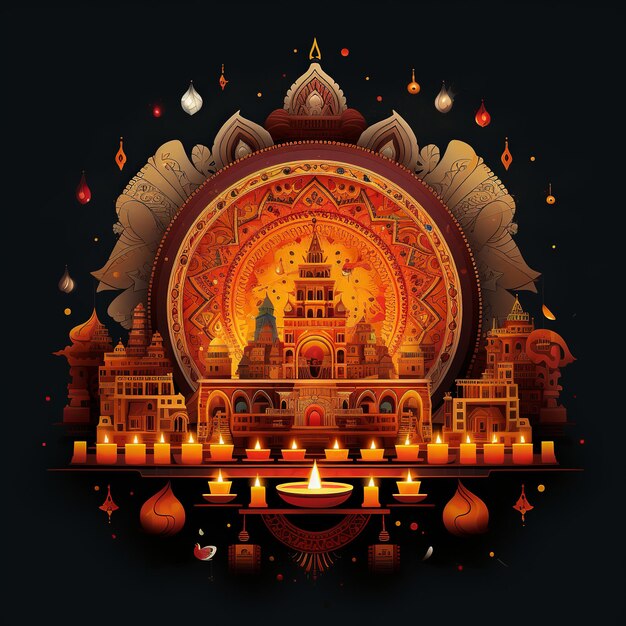 Foto illustrazione del logo della celebrazione di diwali in stile mandala 1 antico in