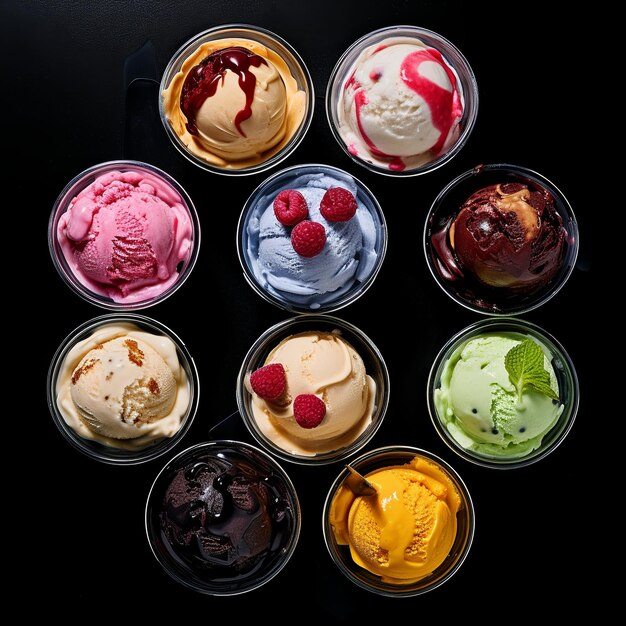 Photo illustration of many different ice cream flavors are shown