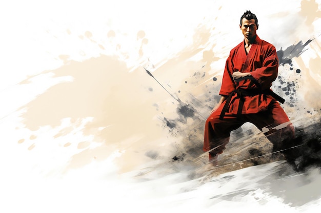 Illustration of a martial artist with empty space