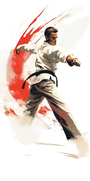 Illustration of a martial artist with empty space