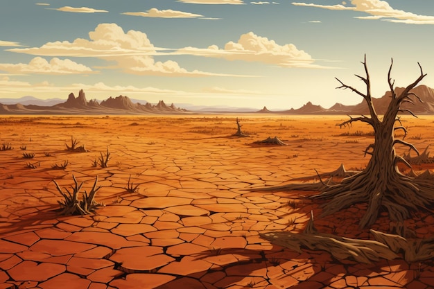 Photo illustration of massive draught dry cracked land el nino