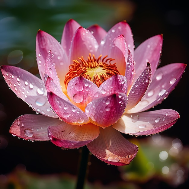 illustration of masterpiece photo of Lotus flower with water