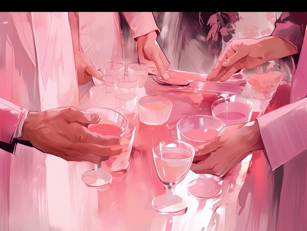 illustration Maundy Thursday in pink