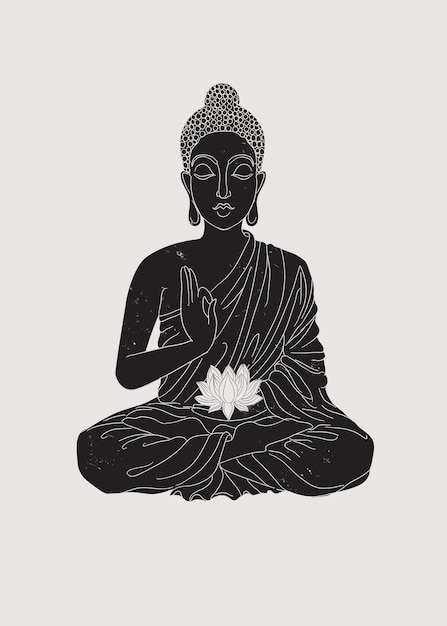 illustration of meditating buddha holding lotus flower Buddhist religious image art for decoration