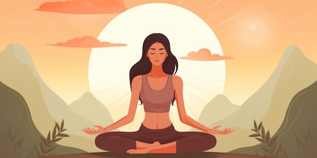 Illustration of a meditating girl