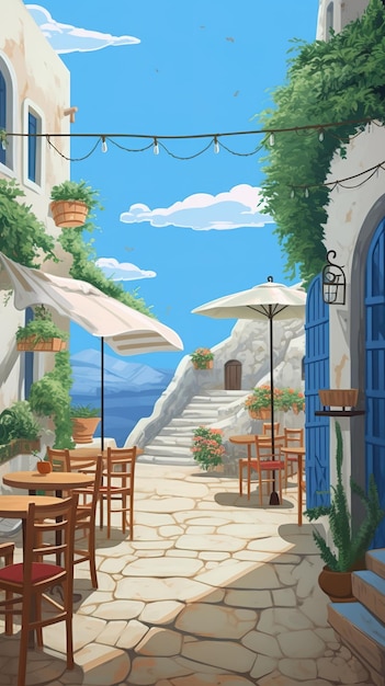 illustration of a Mediterranean glimpse