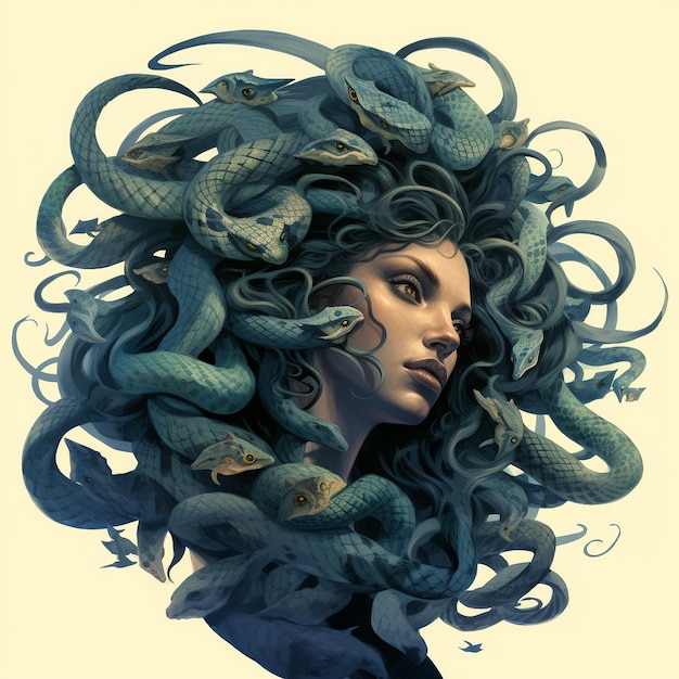 Photo illustration of the medusa and snakes in her hair