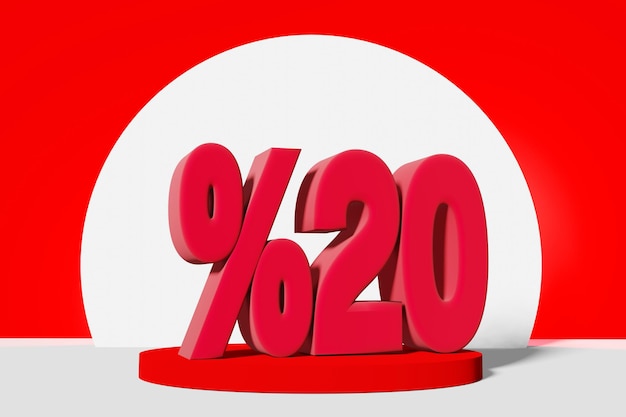 Photo illustration of mega sale with 10 percent off in red color 3d illustration with red background and copy space