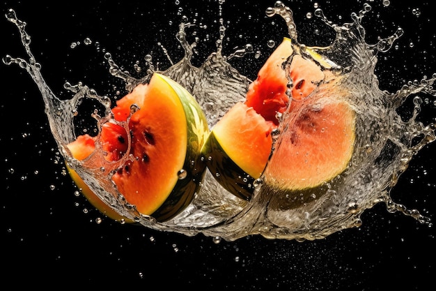 Illustration of Melon Fruits Creating a Burst of Flavorful Splash