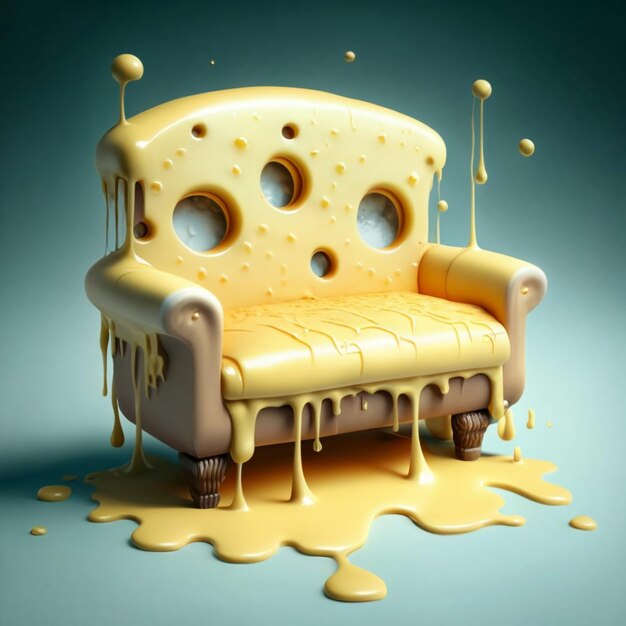 Illustration of a melting cheese sofa