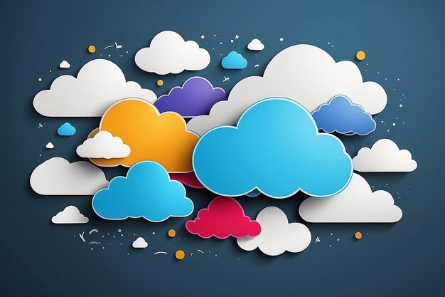 Photo illustration messages in the form of clouds vector