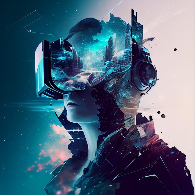 Illustration of Metaverse concept and virtual world Generative AI