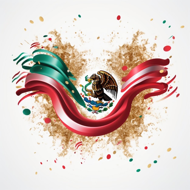 Photo illustration of mexico wavy national flag decoration with confetti