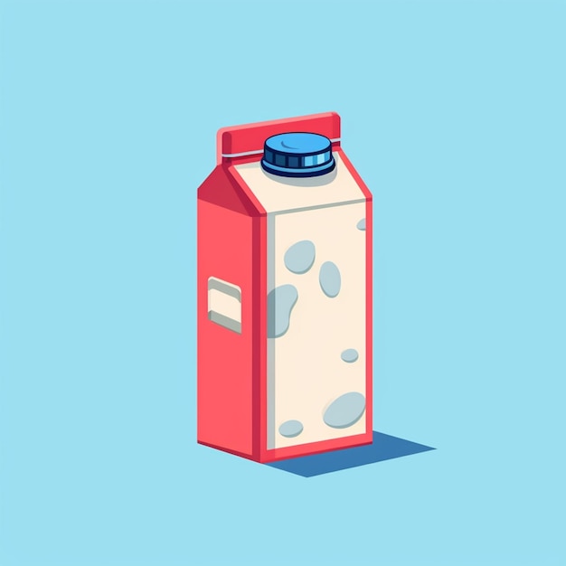 Illustration of a milk carton with a blue lid and a blue cap generative ai